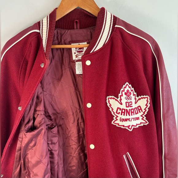 VTG Y2K Roots Canada Men’s Varsity Bomber Jacket 2002 Salt Lake City Olympics L - Picture 8 of 12